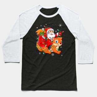 Santa Riding Squirrel Christmas Lights Xmas Baseball T-Shirt